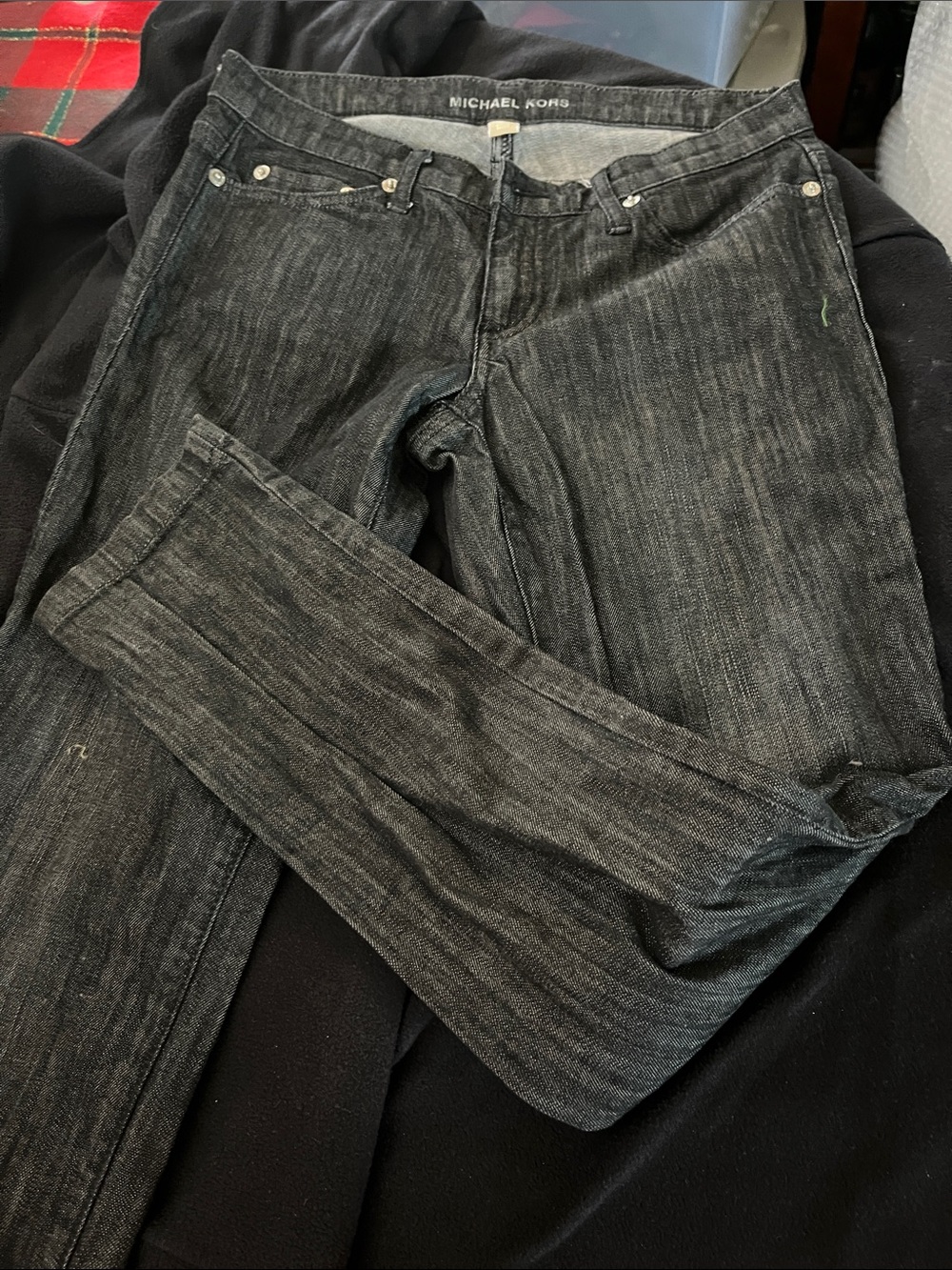 Michael Kors Women's black washed look jeans with design on back pockets